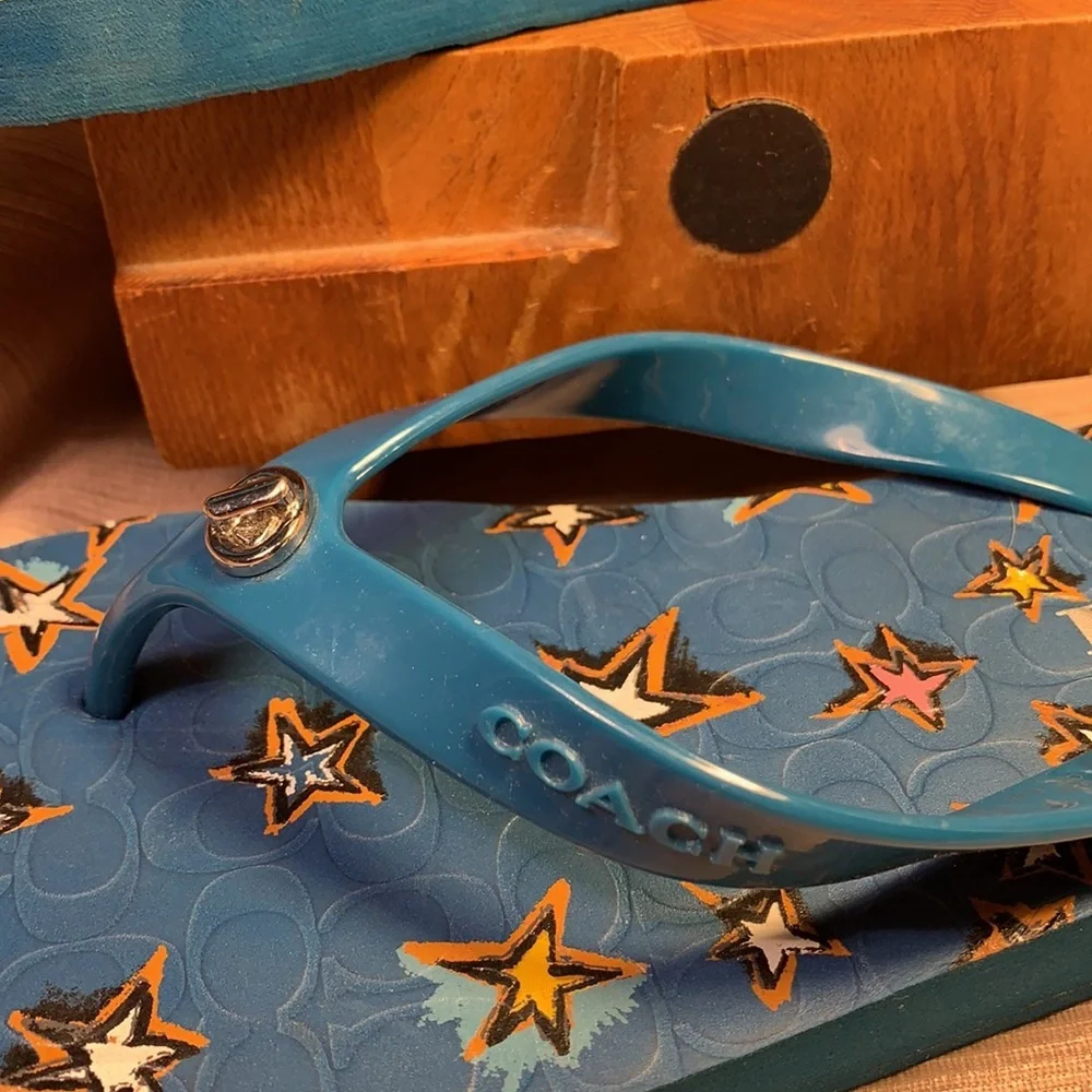 Coach star flip-flops worn once (partial tags)
